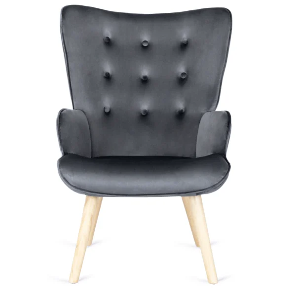 product-2871-1 Fotoliu de relaxare LOZANO cu suport pentru picioare, din catifea gri — Fotolii cu taburet