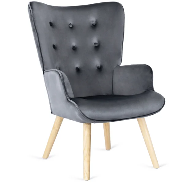 product-2871-5 Fotoliu de relaxare LOZANO cu suport pentru picioare, din catifea gri — Fotolii cu taburet