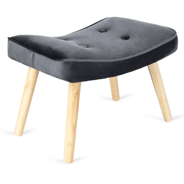 product-2871-6 Fotoliu de relaxare LOZANO cu suport pentru picioare, din catifea gri — Fotolii cu taburet