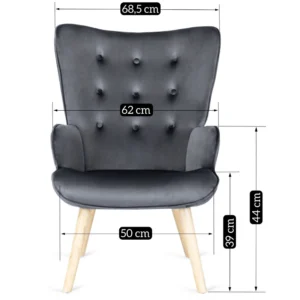 product-2871-8 Fotoliu de relaxare LOZANO cu suport pentru picioare, din catifea gri — Fotolii cu taburet