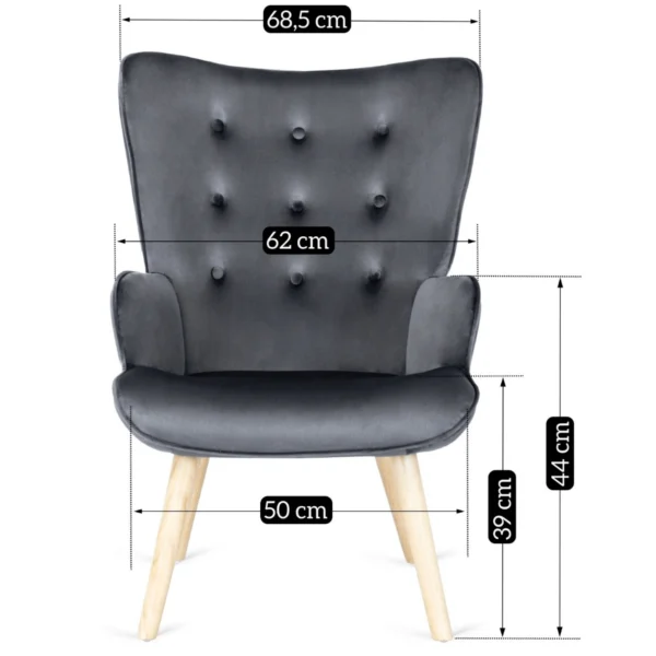 product-2871-8 Fotoliu de relaxare LOZANO cu suport pentru picioare, din catifea gri — Fotolii cu taburet