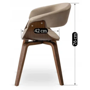 product-2872-9 Scaun GARY din catifea, bej/nuc — MOBILA