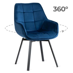 Scaun pivotant LUNA, catifea albastru închis