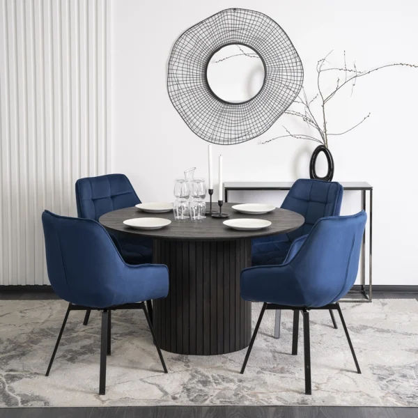 Scaun pivotant LUNA, catifea albastru închis