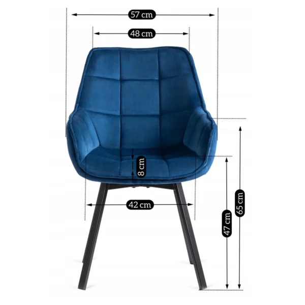 Scaun pivotant LUNA, catifea albastru închis