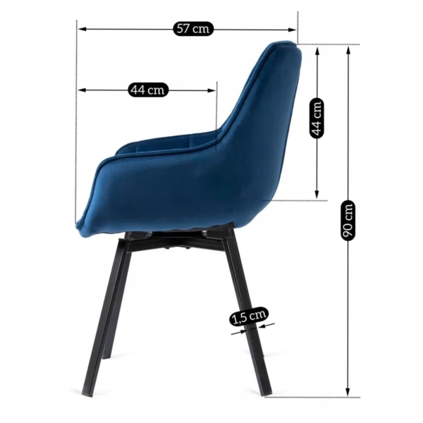 Scaun pivotant LUNA, catifea albastru închis