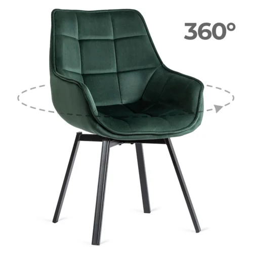 Scaun pivotant LUNA din velur verde