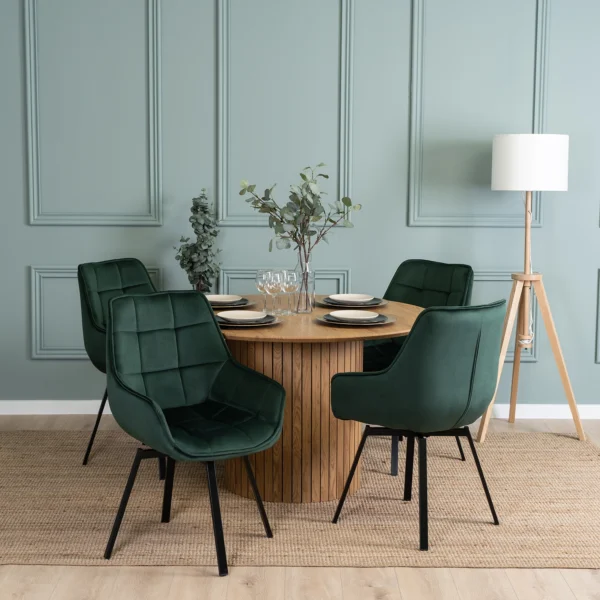 Scaun pivotant LUNA din velur verde