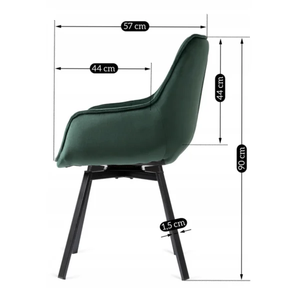 Scaun pivotant LUNA din velur verde