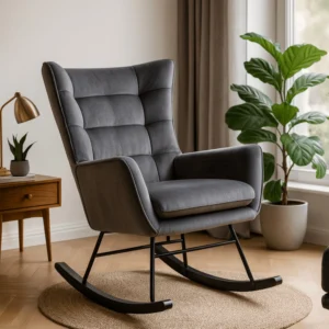 JACKSON Scaun balansoar din velur gri