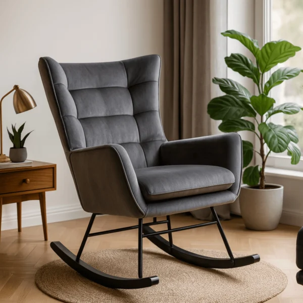 JACKSON Scaun balansoar din velur gri