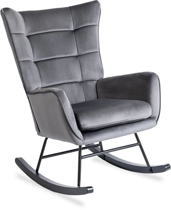 JACKSON Scaun balansoar din velur gri