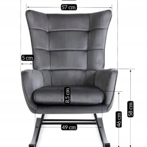 JACKSON Scaun balansoar din velur gri