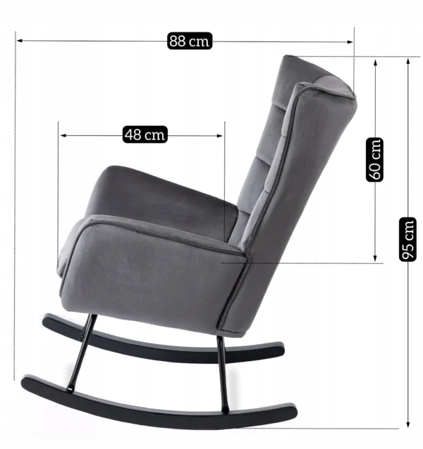 JACKSON Scaun balansoar din velur gri