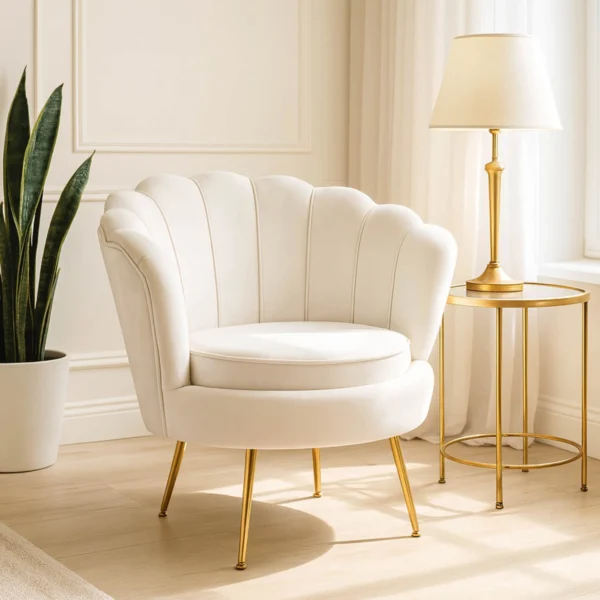 Fotoliu ANGEL din catifea crem