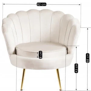Fotoliu ANGEL din catifea crem