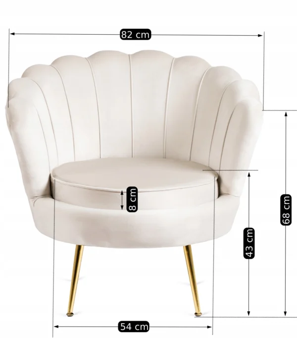 Fotoliu ANGEL din catifea crem
