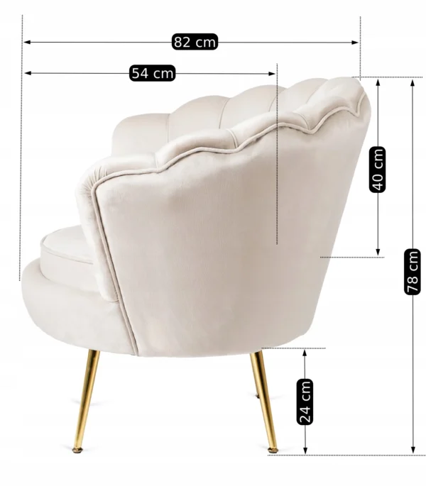 Fotoliu ANGEL din catifea crem