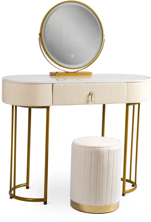 Măsuță de toaletă ASHLEY Bej/Auriu