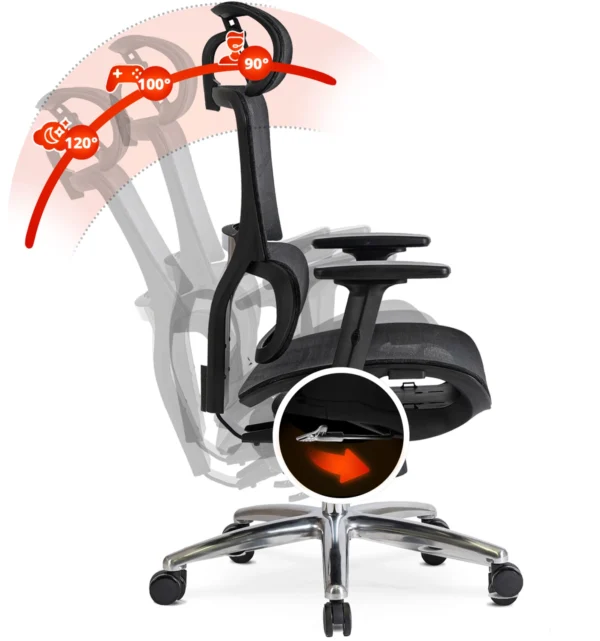 Scaun pivotant ergonomic ROYAL, negru