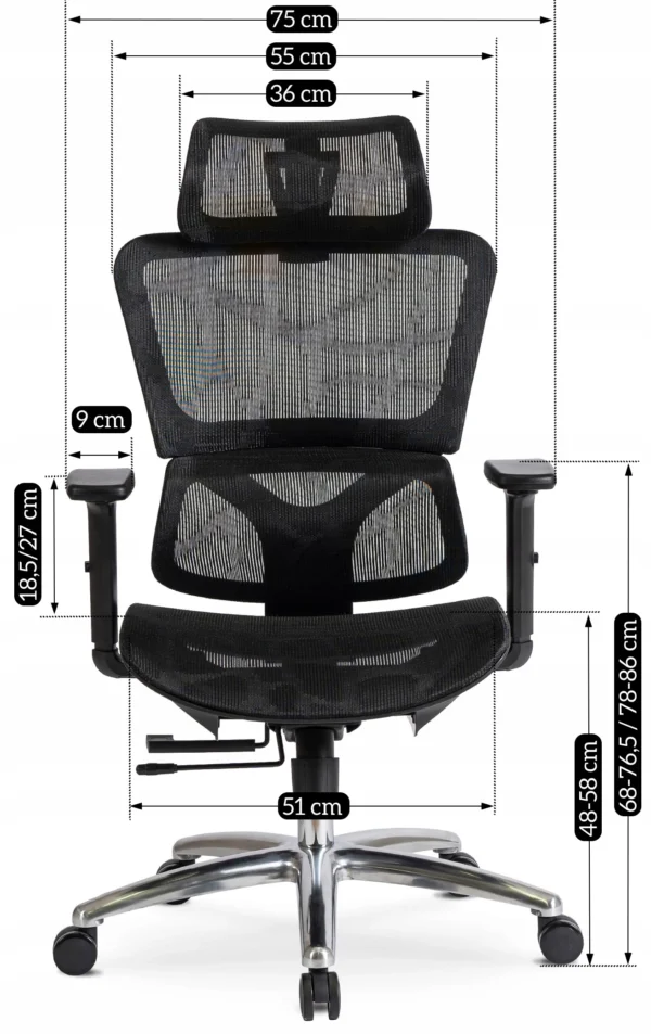 Scaun pivotant ergonomic ROYAL, negru