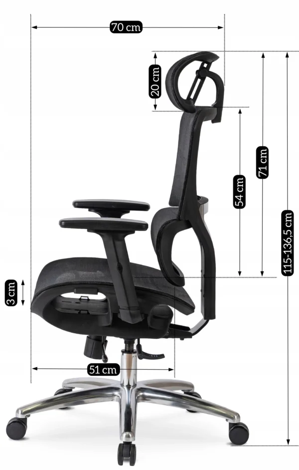 Scaun pivotant ergonomic ROYAL, negru