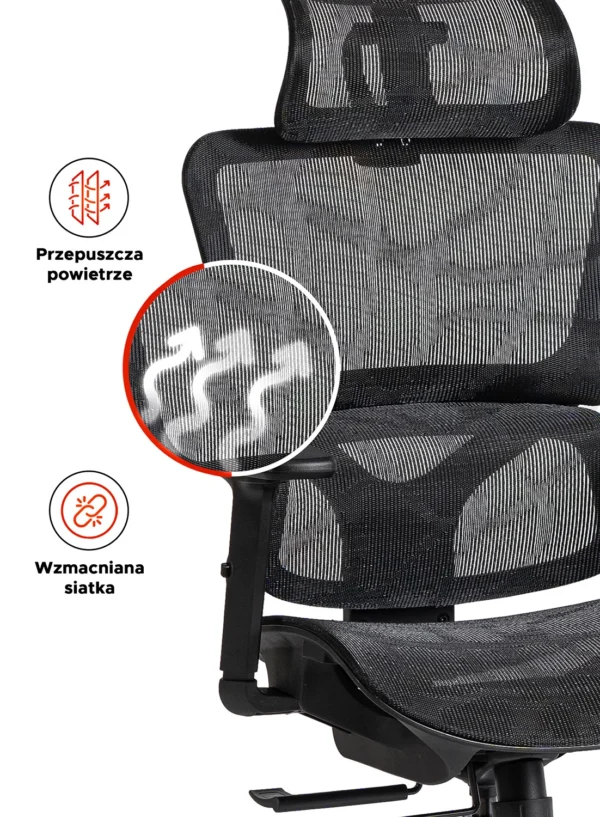 Scaun pivotant ergonomic ROYAL, negru