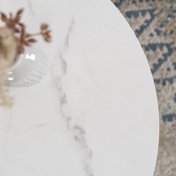 Măsuță CONNY Marmură albă/Negru