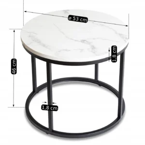 Măsuță CONNY Marmură albă/Negru