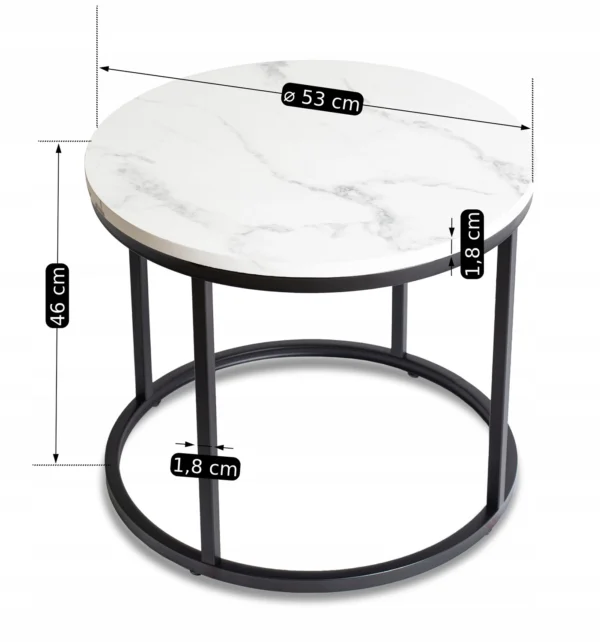 Măsuță CONNY Marmură albă/Negru