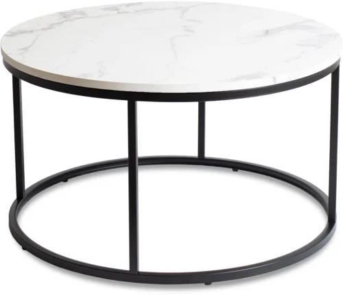 Măsuță CONNY MAX Marmură albă/Negru