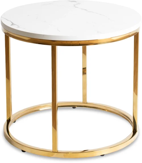 Măsuță CLIFF Marmură albă/Auriu