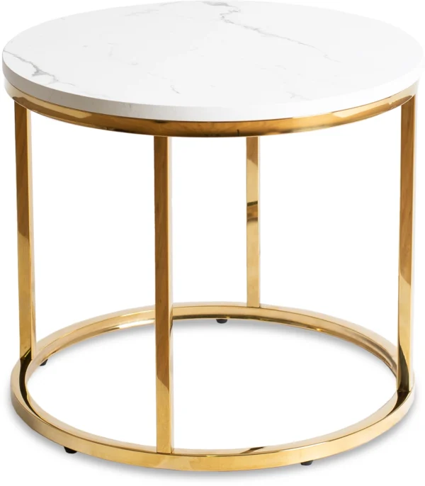 Măsuță CLIFF Marmură albă/Auriu