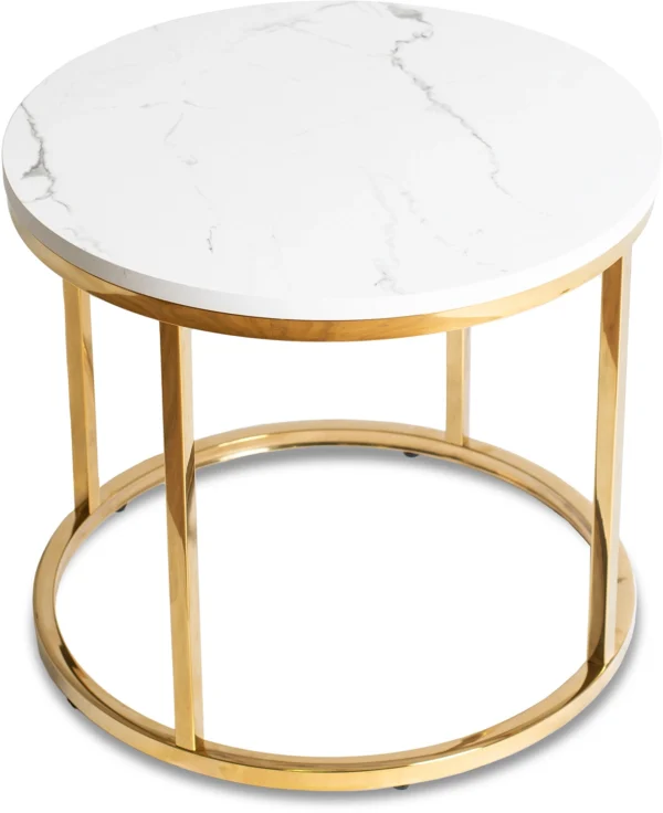 Măsuță CLIFF Marmură albă/Auriu