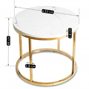Măsuță CLIFF Marmură albă/Auriu