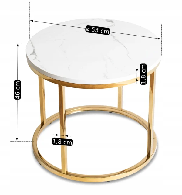 Măsuță CLIFF Marmură albă/Auriu