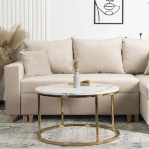 Masă CLIFF MAX Marmură albă/Auriu