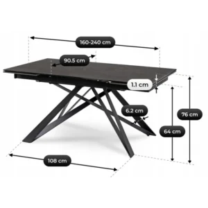 product-2907-9 MAXIME Masă extensibilă din ceramică 160-240 cm Marmură neagră