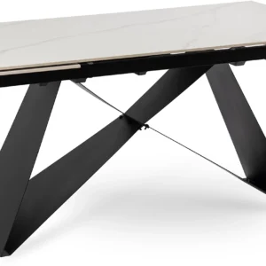 Masă extensibilă din ceramică VICTOR 160-240 cm Marmură albă/Negru