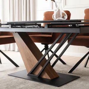 product-2909-4 Masă extensibilă din ceramică REX 160-220 cm Marmură neagră/Nuc