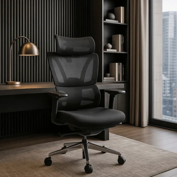 Scaun pivotant ergonomic DELSIN, negru