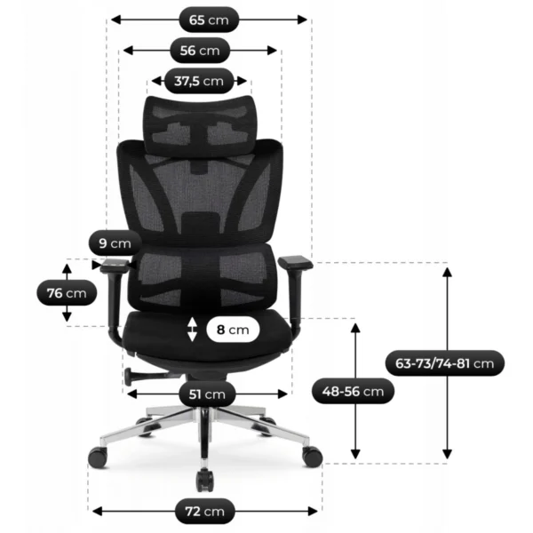Scaun pivotant ergonomic DELSIN, negru