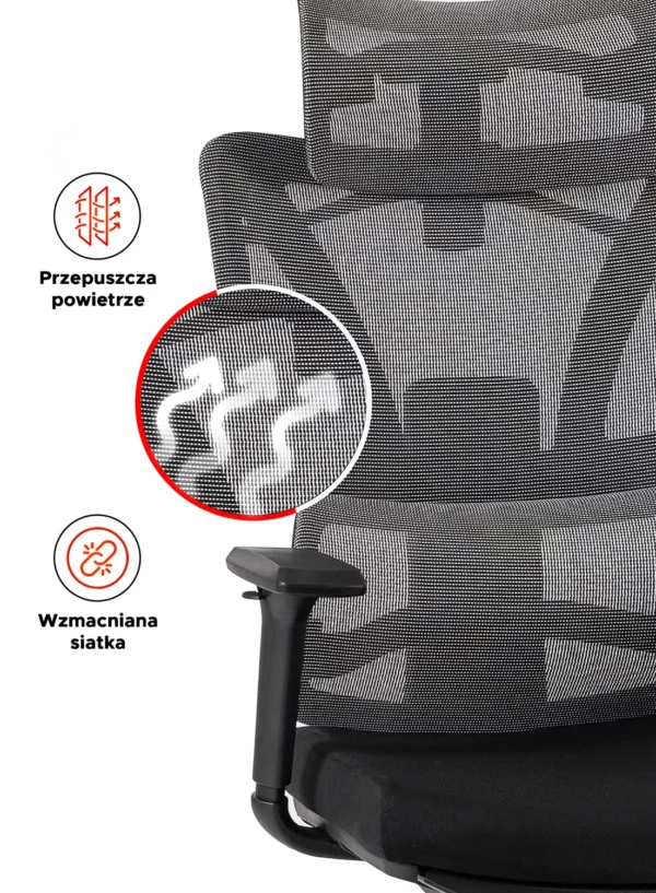 Scaun pivotant ergonomic DELSIN, negru