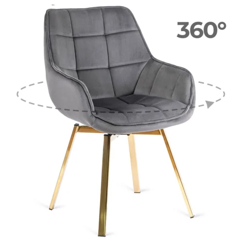 Scaun pivotant MIA, velur gri