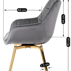 Scaun pivotant MIA, velur gri
