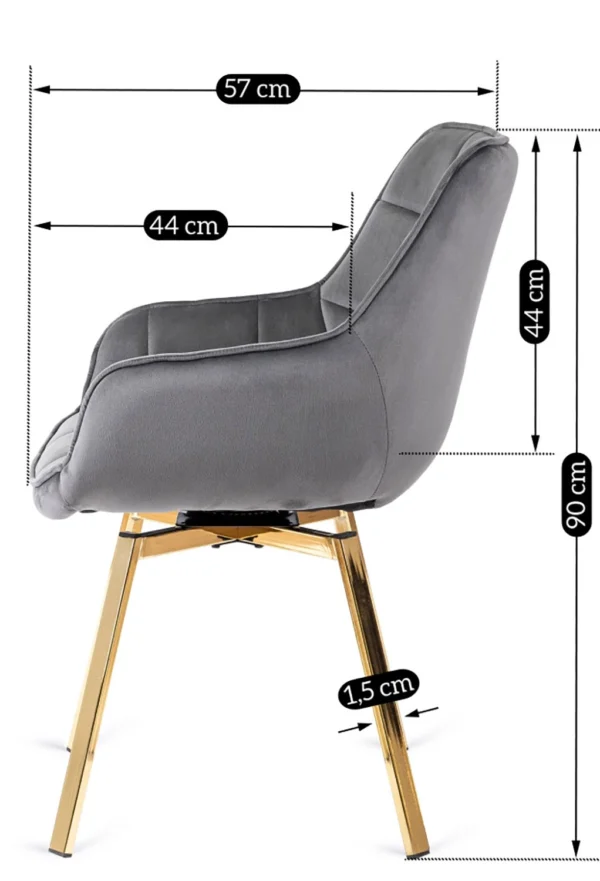 Scaun pivotant MIA, velur gri