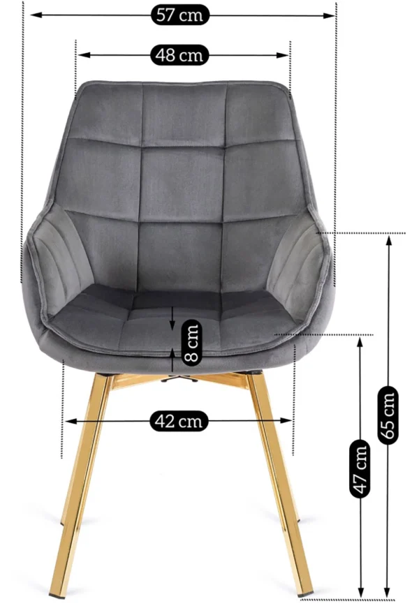 Scaun pivotant MIA, velur gri