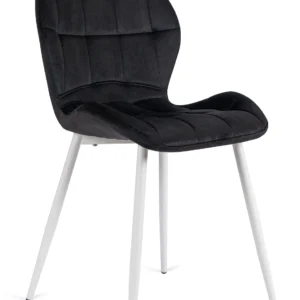 product-2929-0 Scaun LUCKY negru cu picioare albe din velur