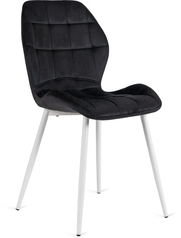 product-2929-0 Scaun LUCKY negru cu picioare albe din velur