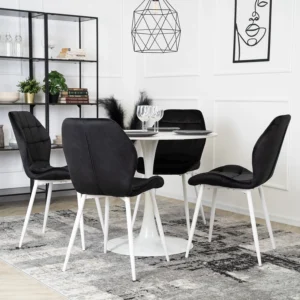 product-2929-1 Scaun LUCKY negru cu picioare albe din velur